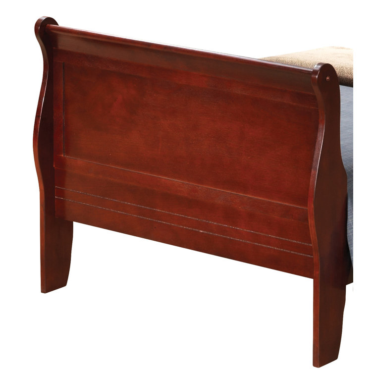 Cherry Twin Solid Wood Sleigh Bed with Rectangular Headboard