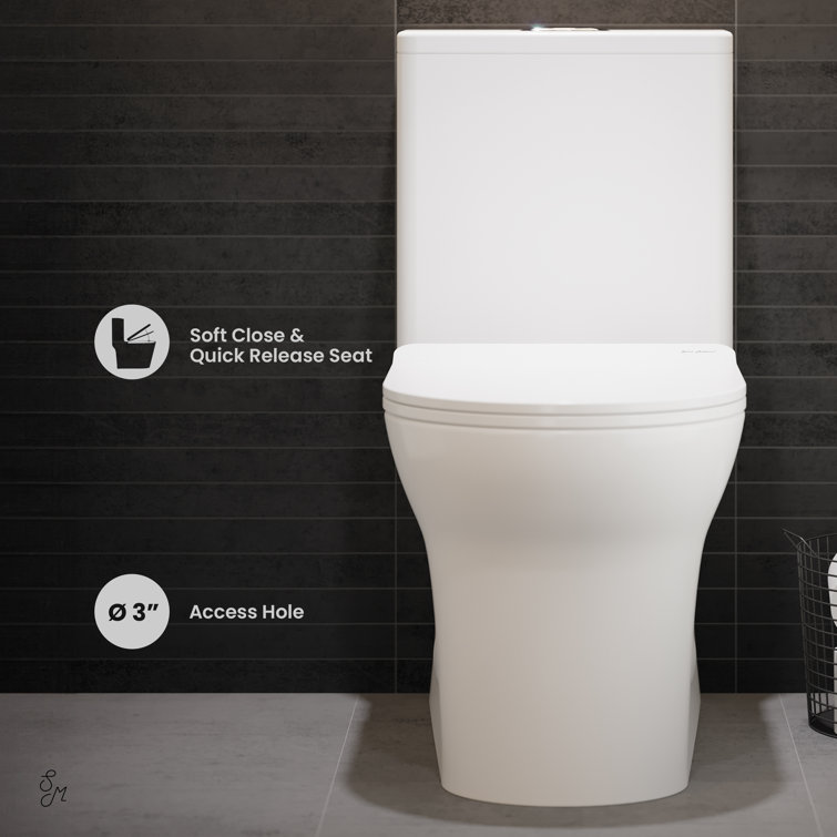 Glossy White High Efficiency Dual Flush One-Piece Elongated Toilet