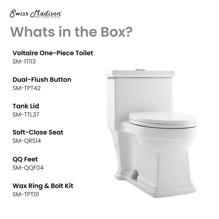 Voltaire White Ceramic One-Piece Elongated Dual Flush Toilet