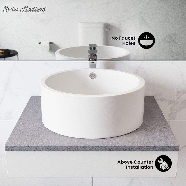 Monaco 16" White Ceramic Round Bathroom Vessel Sink
