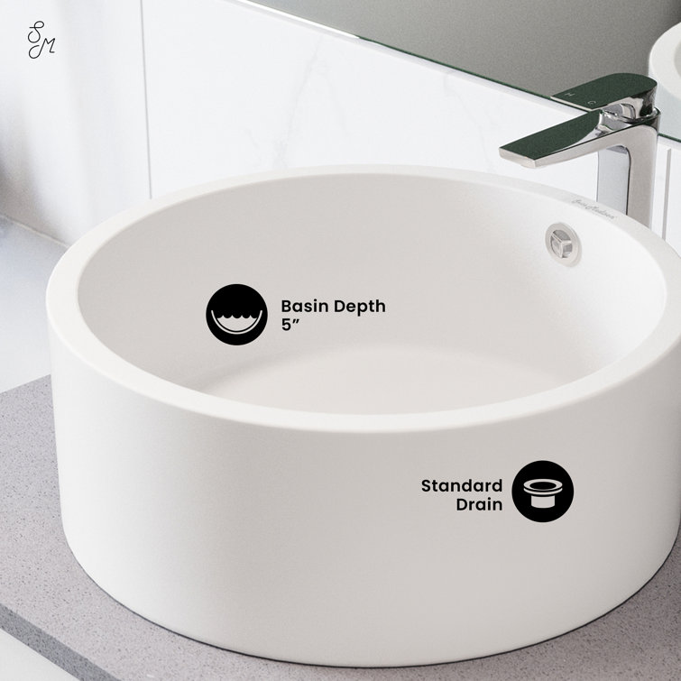 Monaco 16" White Ceramic Round Bathroom Vessel Sink