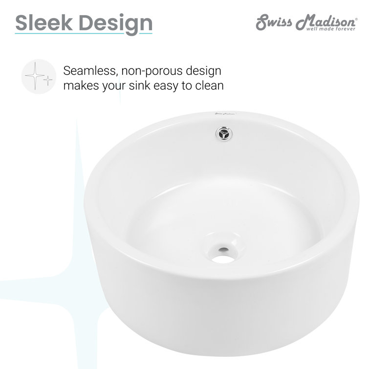 Monaco 16" White Ceramic Round Bathroom Vessel Sink
