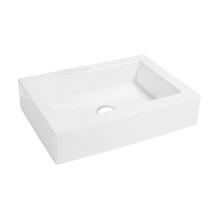 Voltaire Glossy White Ceramic Rectangular Vessel Sink 20.2"