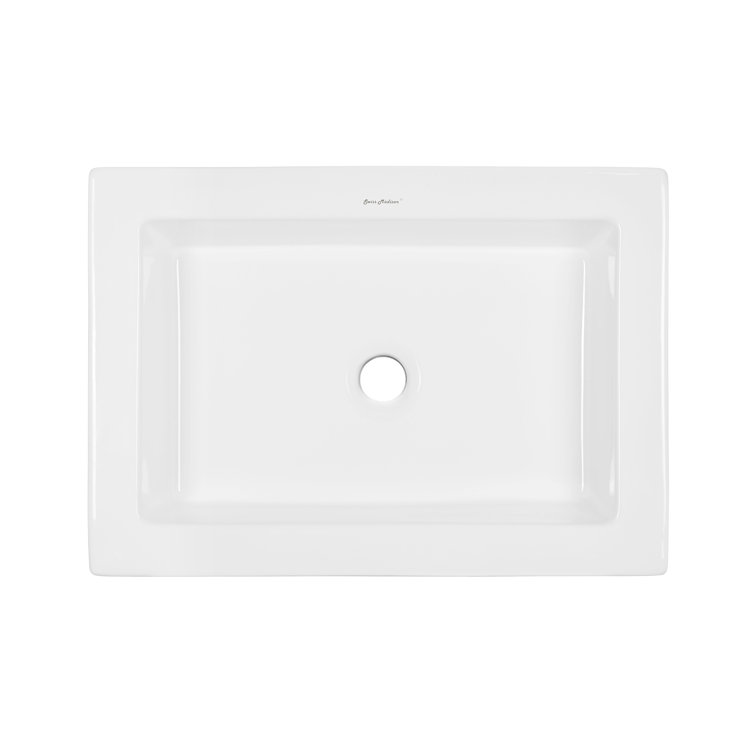Voltaire Glossy White Ceramic Rectangular Vessel Sink 20.2"