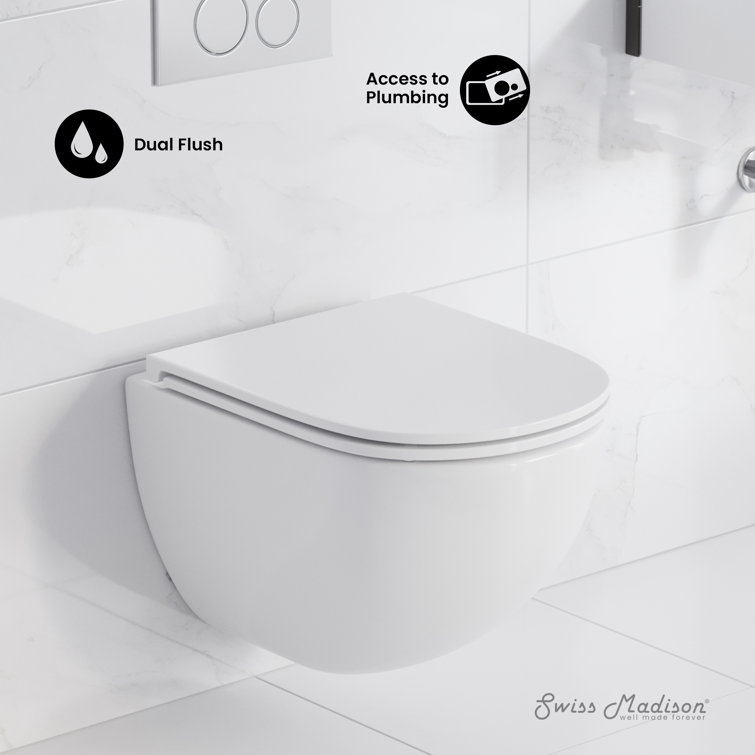 St. Tropez White Porcelain Wall Mounted Dual Flush Toilet