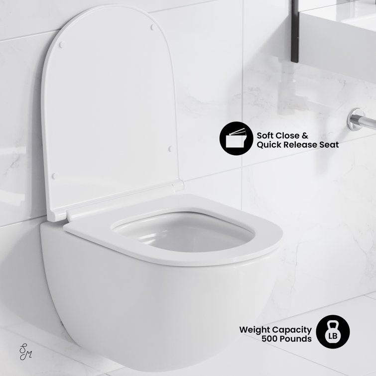 St. Tropez White Porcelain Wall Mounted Dual Flush Toilet