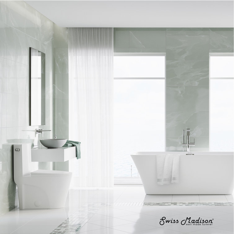 Glossy White High Efficiency One-Piece Elongated Toilet