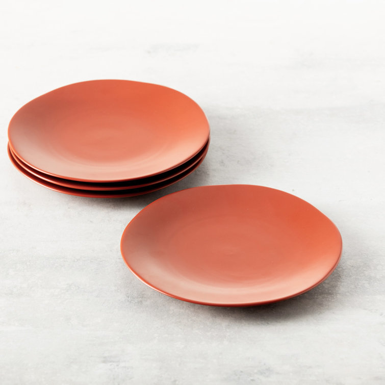 Terracotta Ceramic Microwave-Safe Dinner Plates, Set of 4