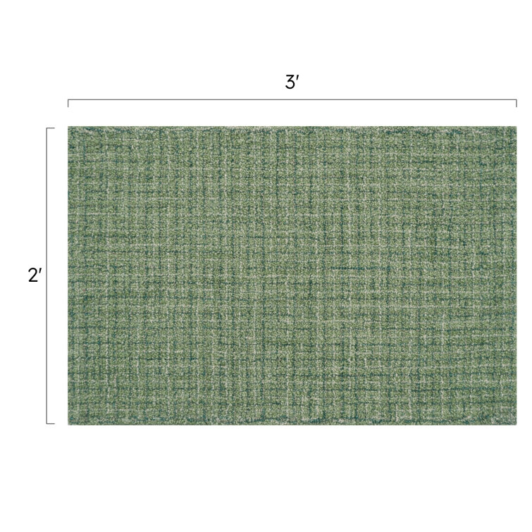 Forest Green Hand-Tufted Wool Rectangular Area Rug 2' x 3'