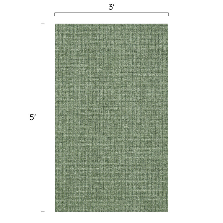 Forest Green Hand-Tufted Wool Rectangular Area Rug 2' x 3'