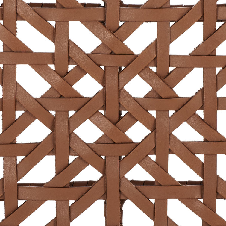 Bandelier 49'' Light Honey Teak and Leather Weave Bench with Storage