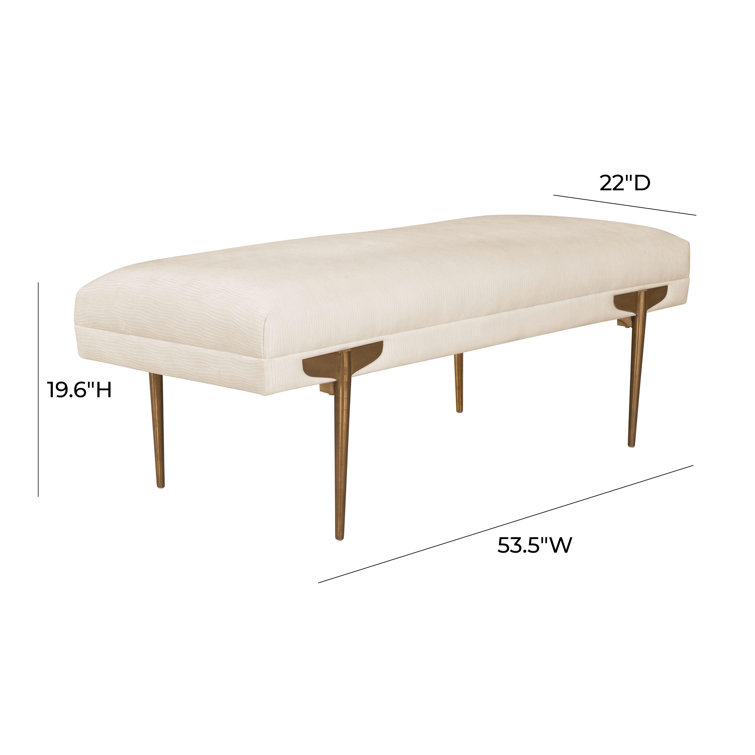 Elegant Brno Black Velvet Bench with Gold Stainless Steel Legs