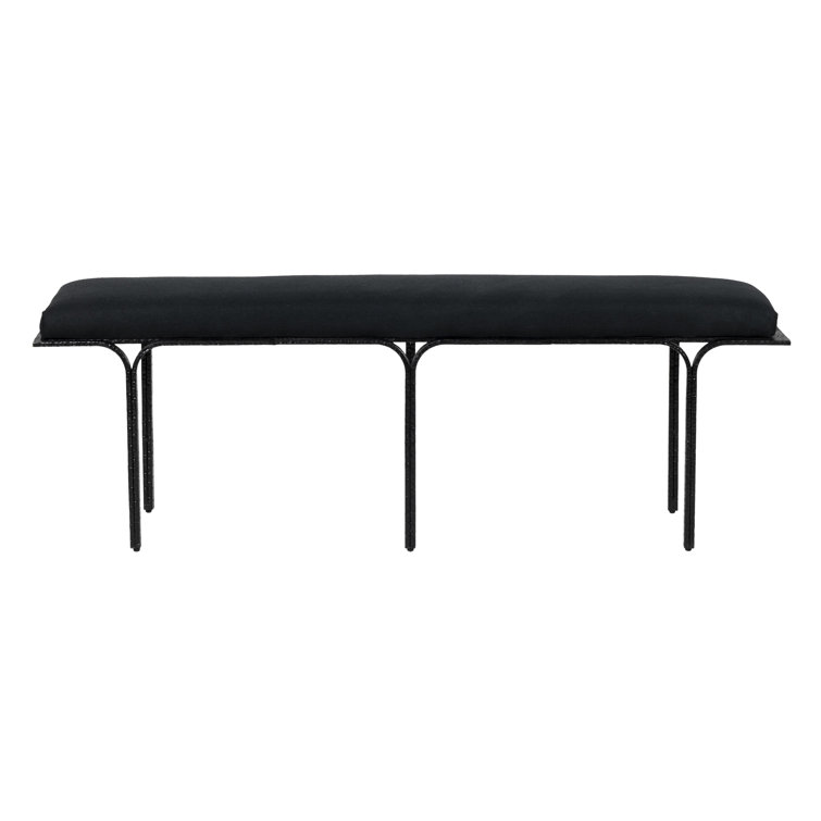 Brno Glamorous White Velvet & Gold Metal Accent Bench