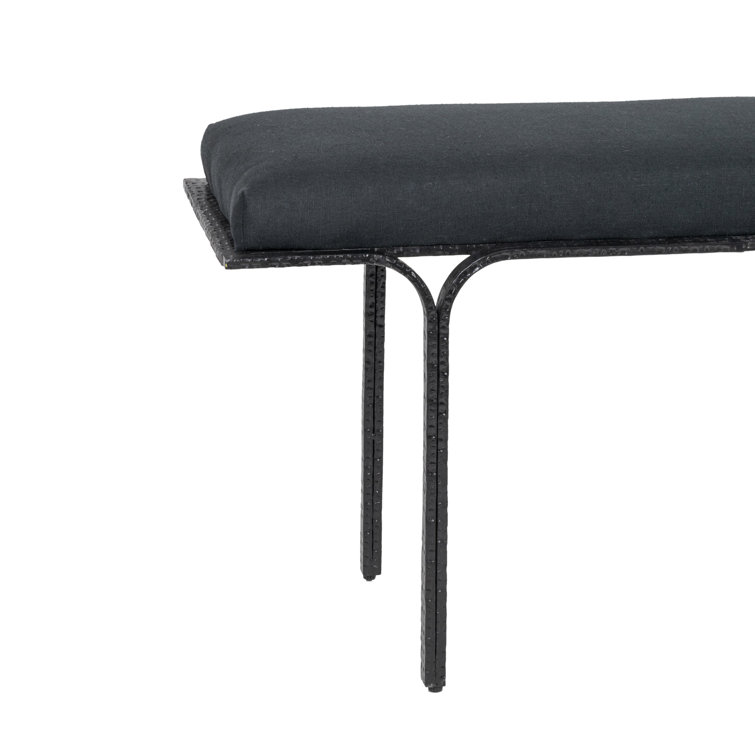 Brno Glamorous White Velvet & Gold Metal Accent Bench