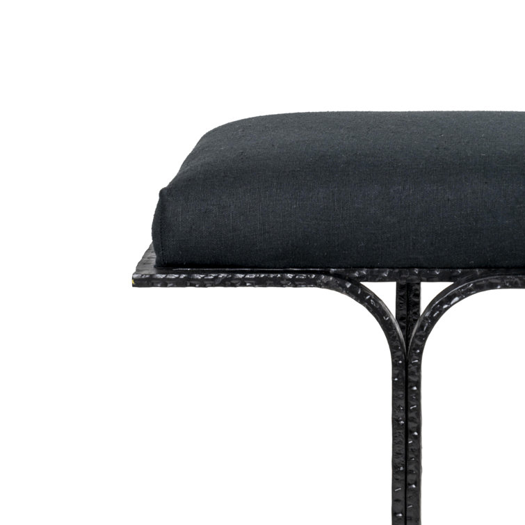 Brno Glamorous White Velvet & Gold Metal Accent Bench