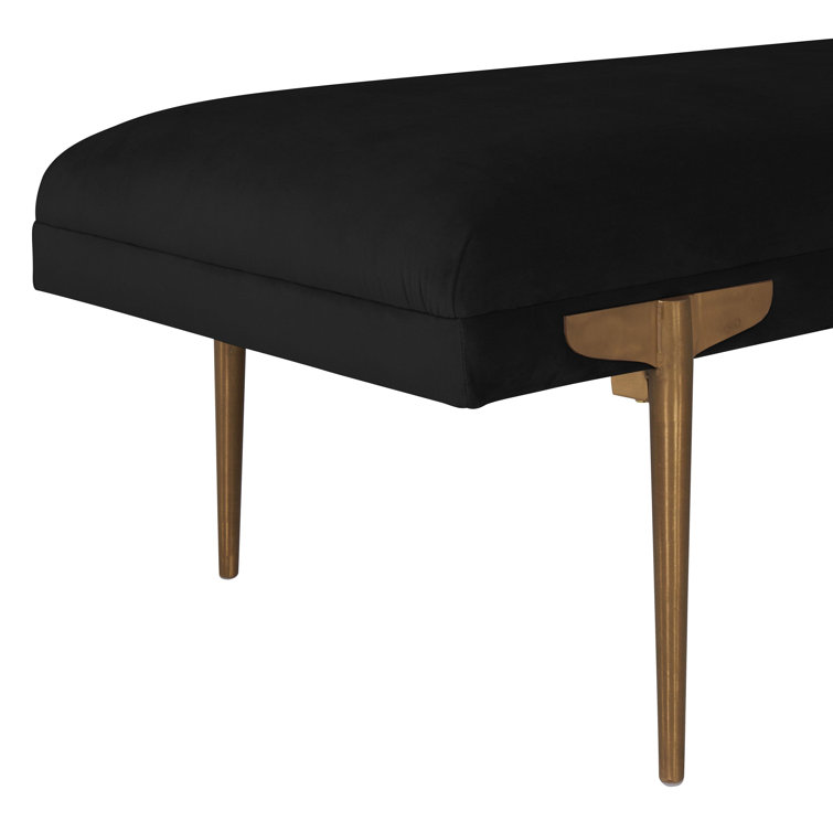 Elegant Brno Black Velvet Bench with Gold Stainless Steel Legs