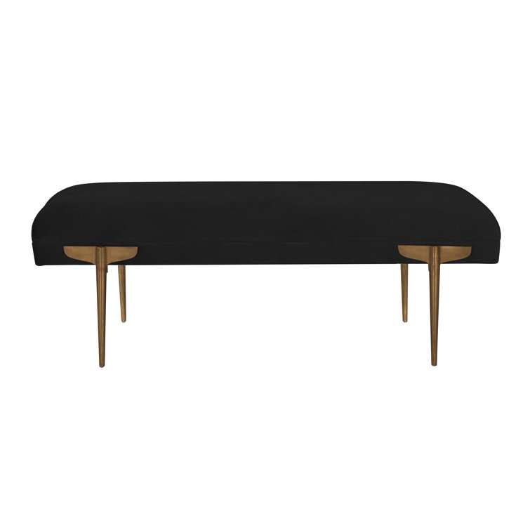 Elegant Brno Black Velvet Bench with Gold Stainless Steel Legs