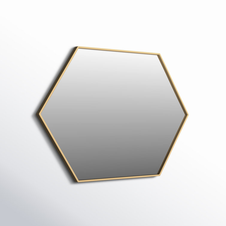 Contemporary Gold Hexagonal Wall Mirror with Metal Frame