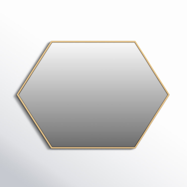 Contemporary Gold Hexagonal Wall Mirror with Metal Frame