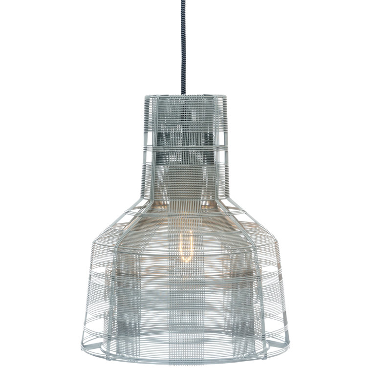 Handwoven Galvanized Iron 1-Light Mini Pendant in Light Gray