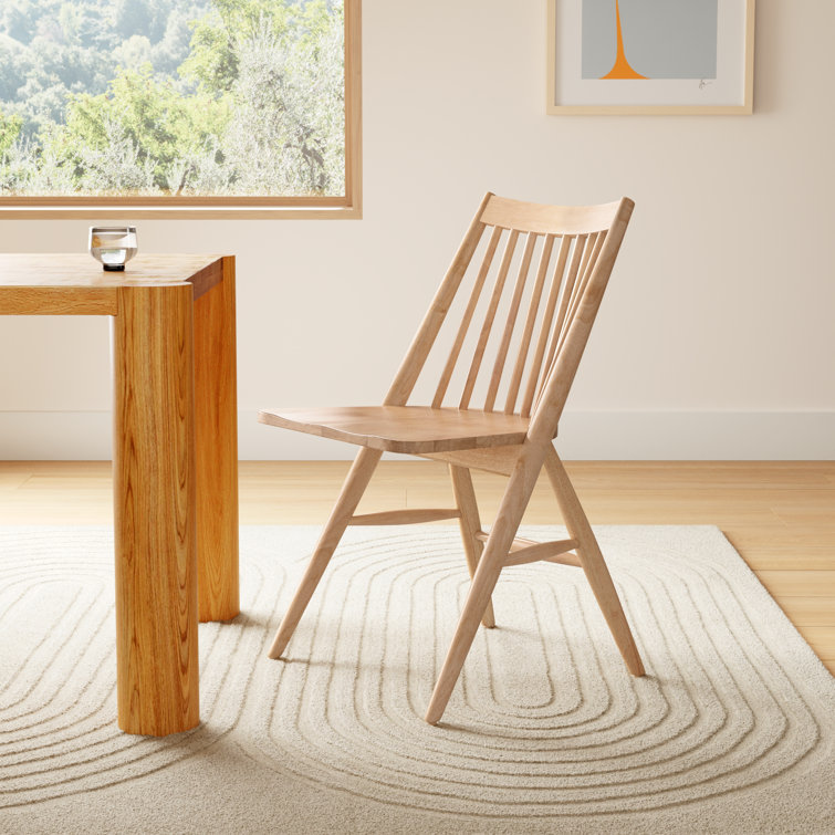 Natural Rubberwood Slat Back Side Chair Set