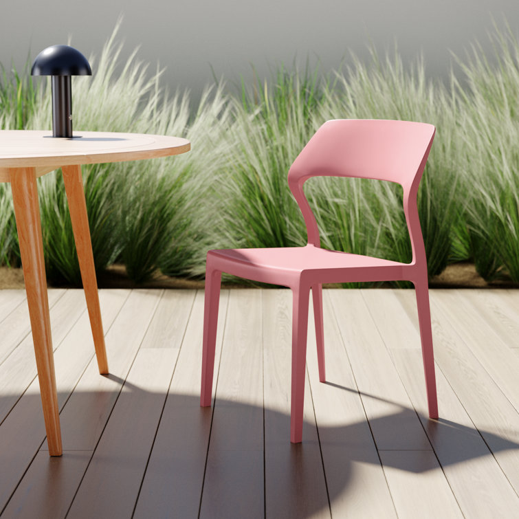 Marsala Plastic Weather-Resistant Stackable Outdoor Dining Chairs, Set of 2