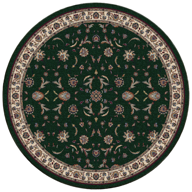 Emerald Green Tufted Round Synthetic Area Rug 7'-7"