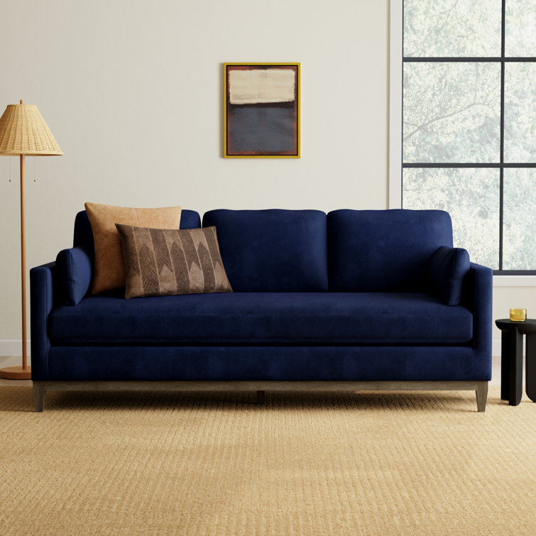 Knox 84" Lawson Track Arm Sofa in Dark Navy Blue Performance Velvet