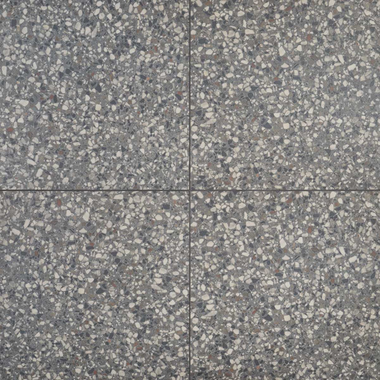 Bryant Charcoal Gray 24" Matte Porcelain Terrazzo Look Tile