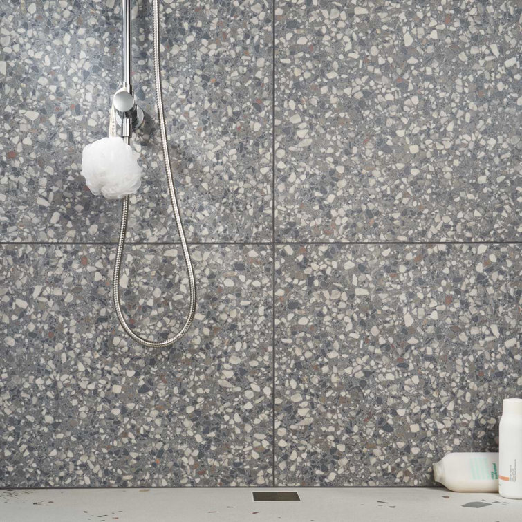 Bryant Charcoal Gray 24" Matte Porcelain Terrazzo Look Tile