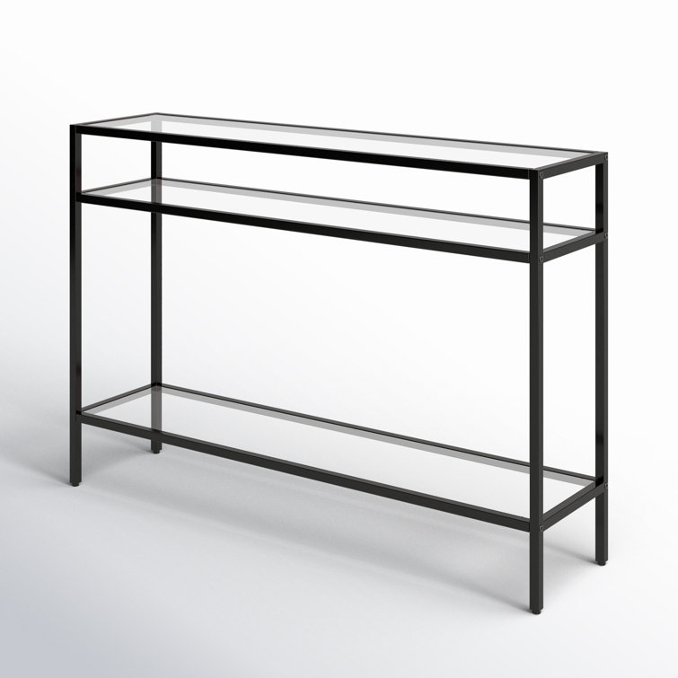 Marissa 42'' Blackened Bronze Console Table with Tempered Glass Shelves