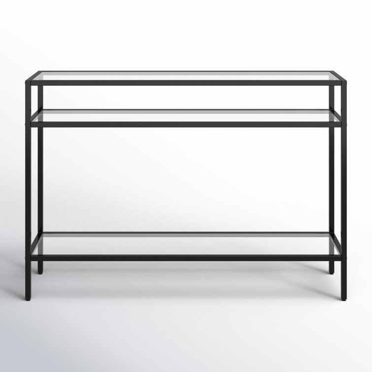 Marissa 42'' Blackened Bronze Console Table with Tempered Glass Shelves