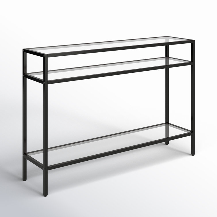 Marissa 42'' Blackened Bronze Console Table with Tempered Glass Shelves