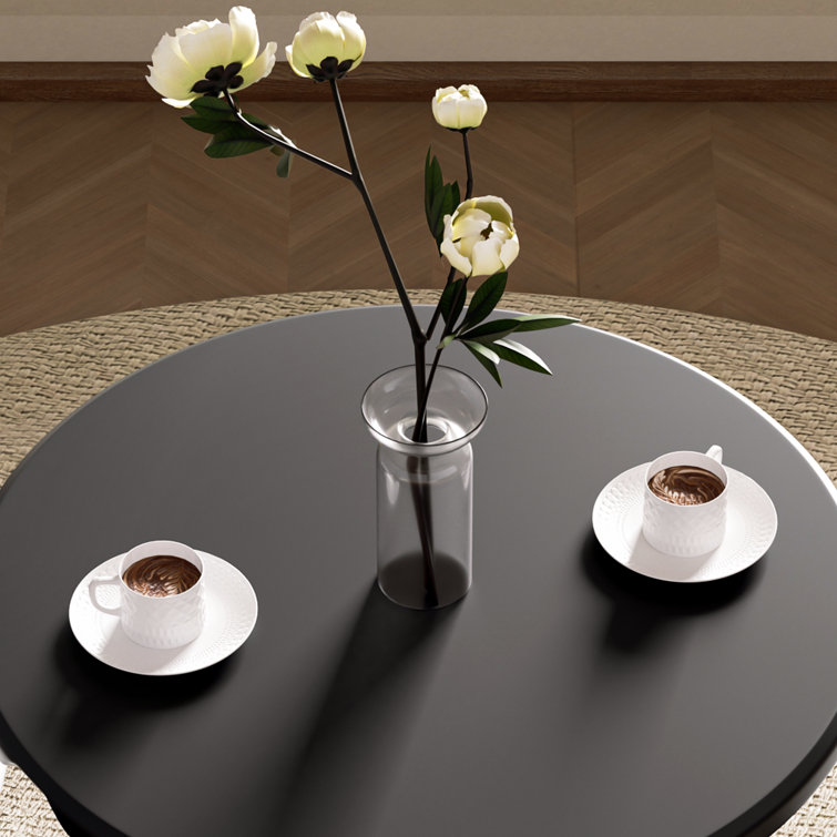 31.5" Black Round Folding Table with Steel Frame