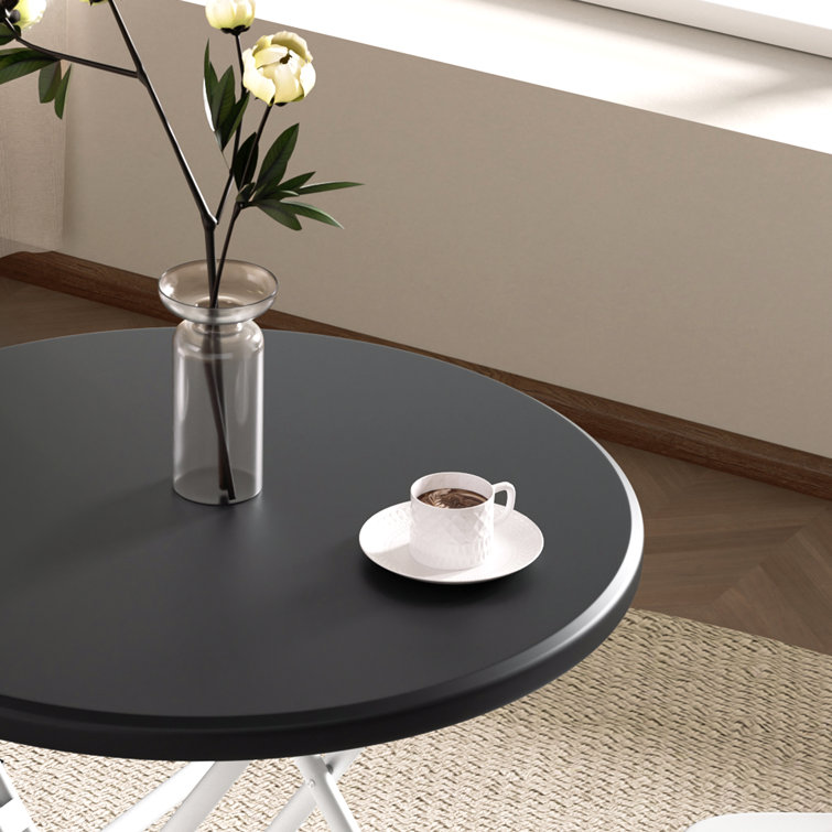 31.5" Black Round Folding Table with Steel Frame