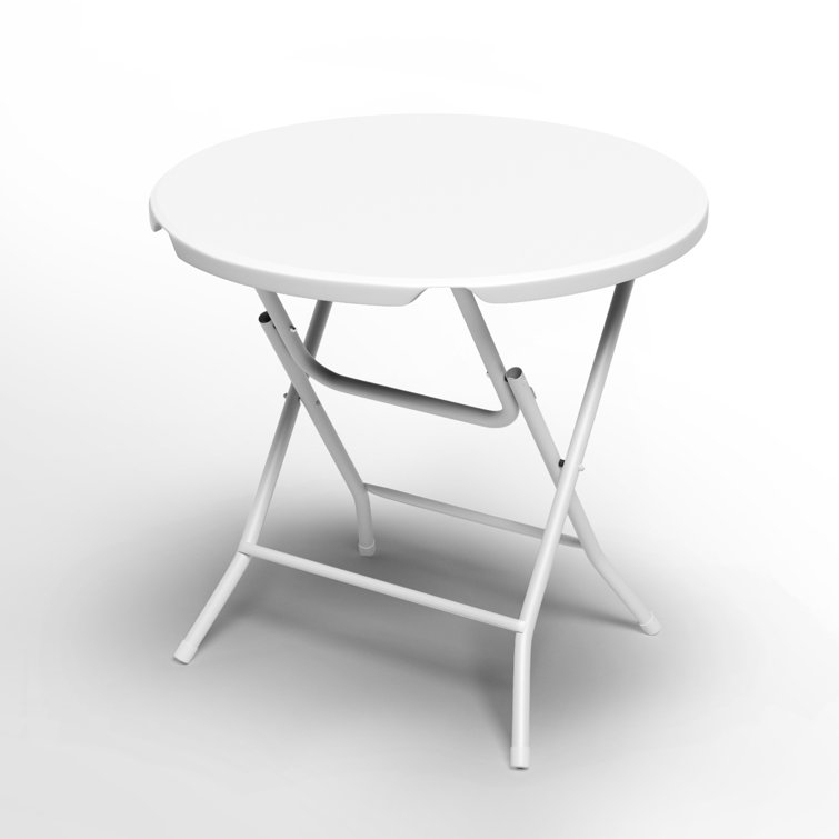 White Round Folding Dining Table with Steel Frame