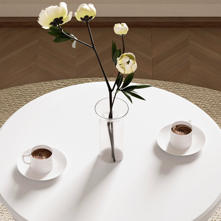 White Round Folding Dining Table with Steel Frame