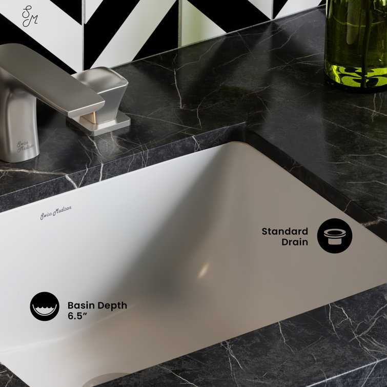 Plaisir White Ceramic Rectangular Under-Mount Bathroom Sink
