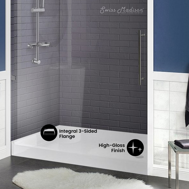 Voltaire 60" x 36" White Acrylic Shower Base with Right-Hand Drain