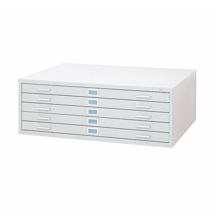 White Steel 5-Drawer Lockable Flat File Cabinet