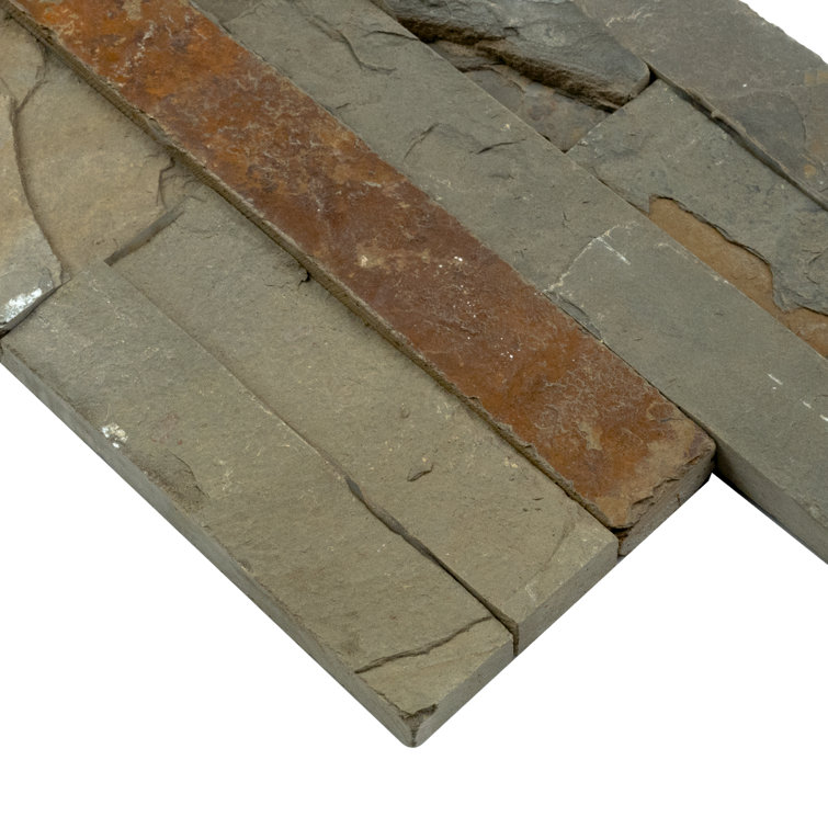 Sage Green Natural Stone Slate 6" x 24" Wall Tile