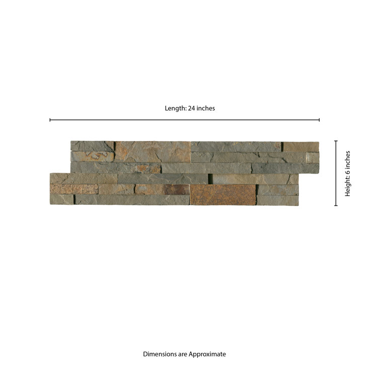 Sage Green Natural Stone Slate 6" x 24" Wall Tile