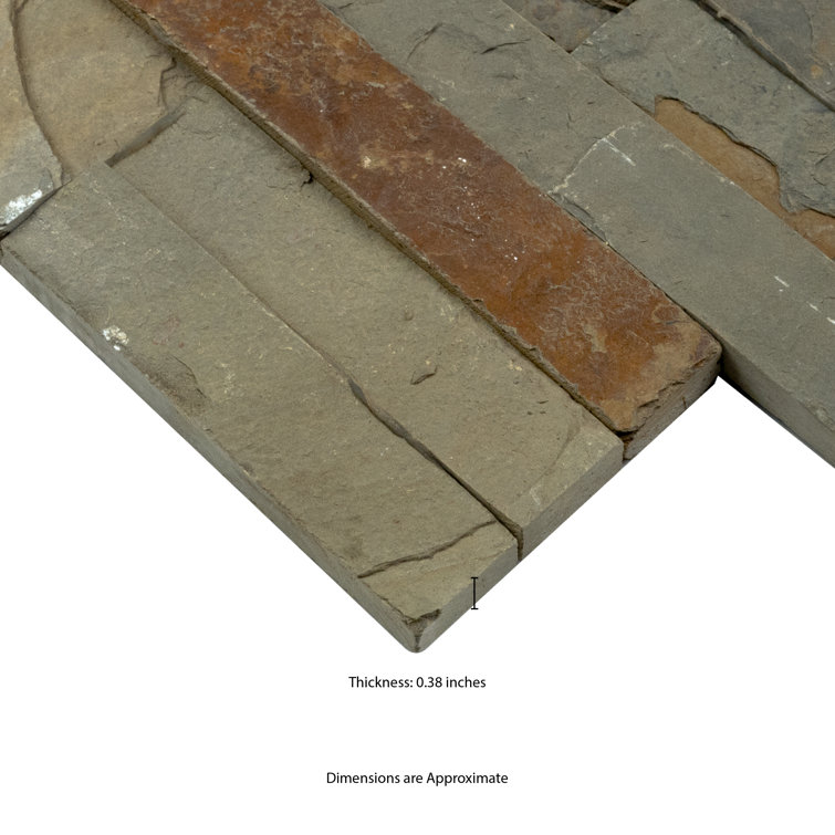 Sage Green Natural Stone Slate 6" x 24" Wall Tile