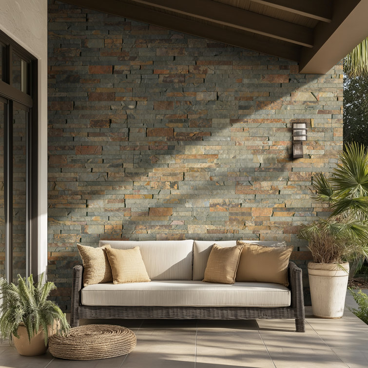 Sage Green Natural Stone Slate 6" x 24" Wall Tile
