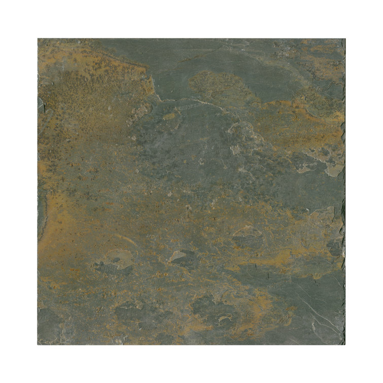 Rustic Gold and Gray Slate Square Outdoor Tile