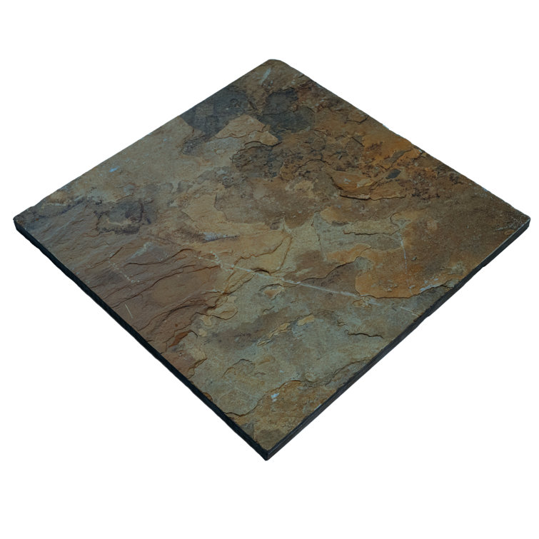 Rustic Gold and Gray Slate Square Outdoor Tile