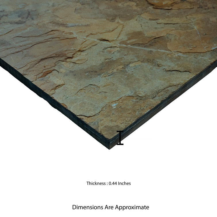 Rustic Gold and Gray Slate Square Outdoor Tile
