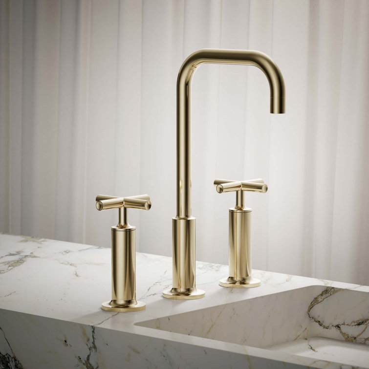 Purist High Gooseneck Chrome Faucet with Cross Handles