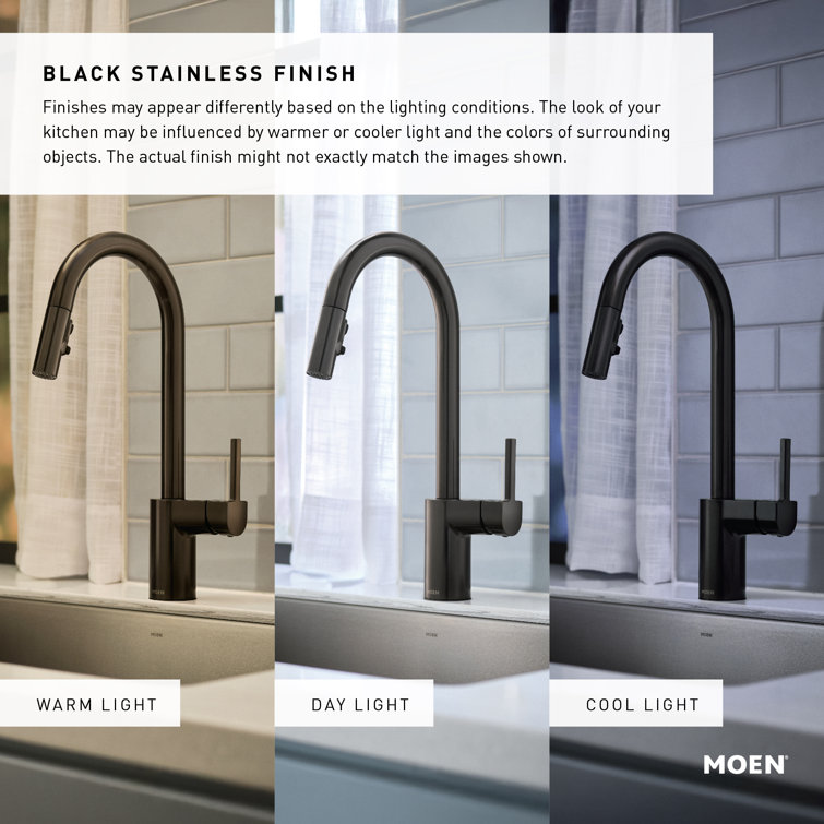 Black Stainless Steel Single Handle Spring Kitchen Faucet with Pull-Down Spray
