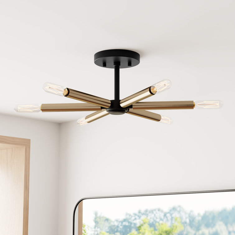 Nashville Modern Midnight Black 22" LED Semi-Flush Mount Light